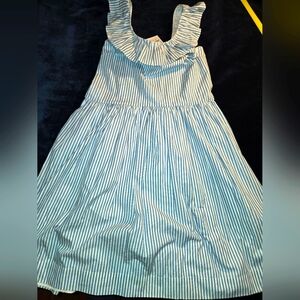 NWT Crewcuts Girl's Blue And White Striped Sleeveless Dress Size 14